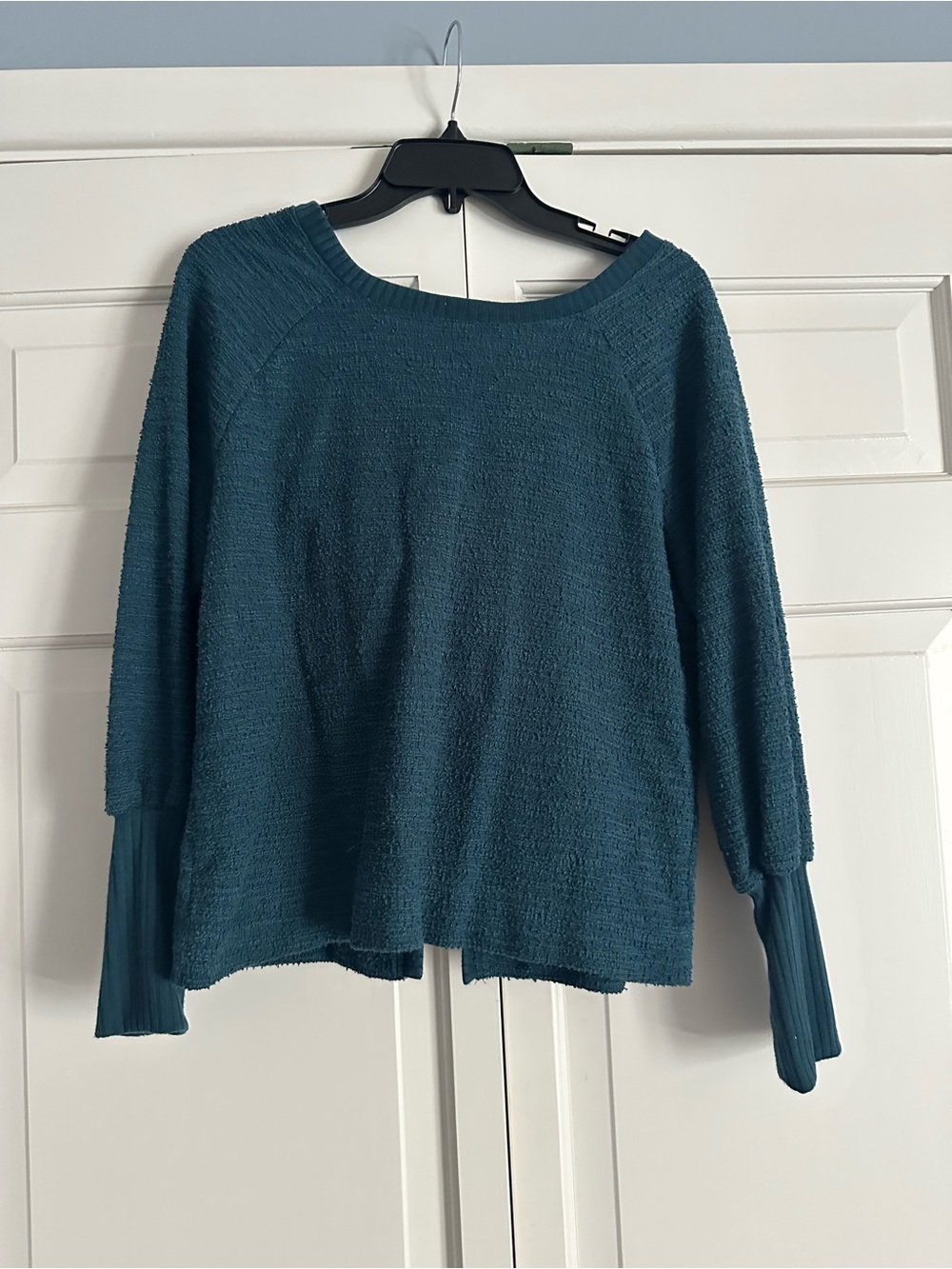 Mauve Teal Textured Long-Sleeve Pullover